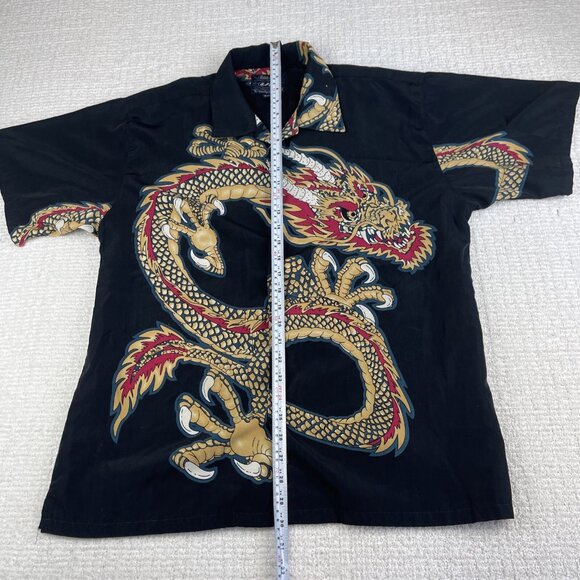 Vintage Y2k Urban Rags Dragon AOP Print Button Jersey Shirt Vtg NYC (Read) Men M - Picture 8 of 16